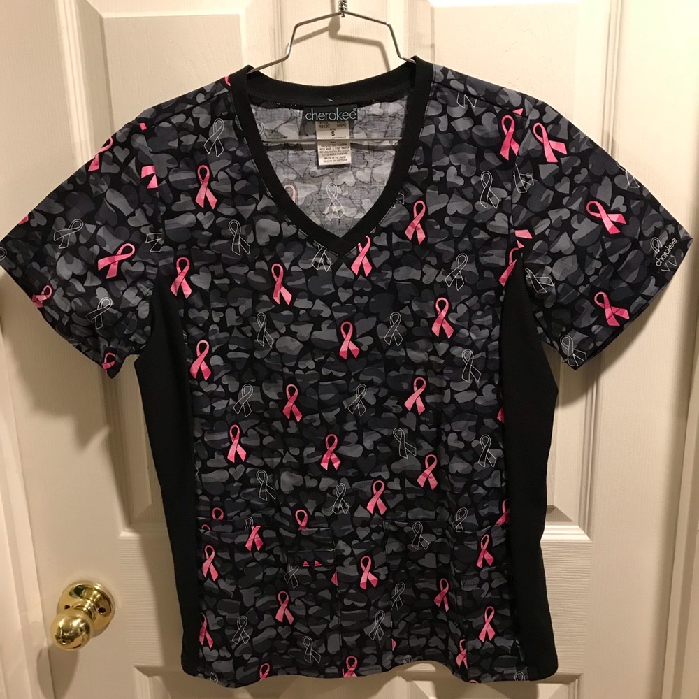 Cherokee Breast Cancer Scrub Top. Size; S